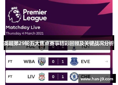 英超第29轮五大焦点赛事精彩回顾及关键战况分析 英超第29轮五大焦点赛事精彩回顾及关键战况分析